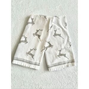 Grey and white Christmas reindeer kitchen decorative towels set of 2